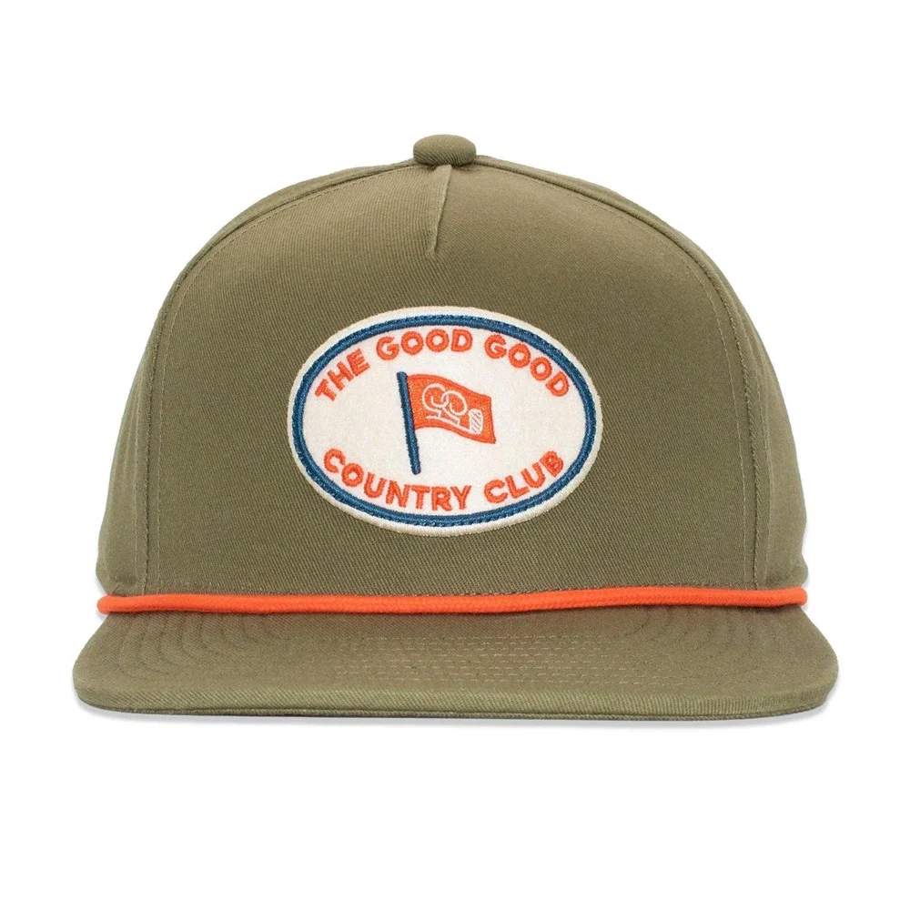 NEW Good Good Golf Country Club Rope Hat Mens Olive Green Snapback Patch Cap